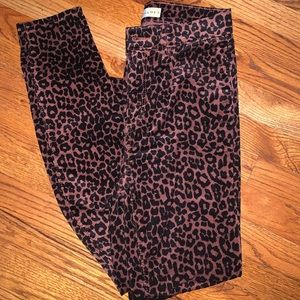 LOFT Leopard High Waist Corduroy Pants Size 0